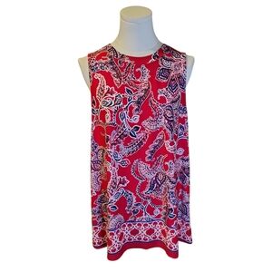 Apt.9 Red Blue White Paisley Flower Sleeveless Blouse Size Medium Made In Mexico